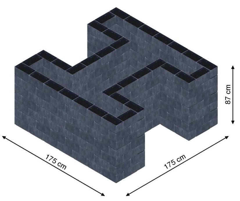 Hochbeet in Form eines H - Breite: 175 cm, Länge: 175 cm, Höhe: 87 cm