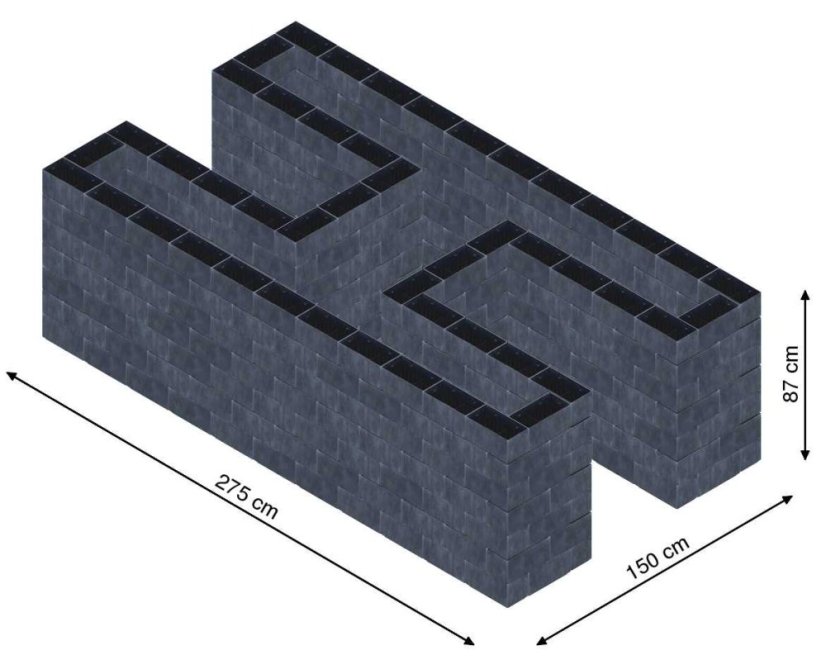 Hochbeet in Form eines H - Breite: 275 cm, Länge: 150 cm, Höhe: 87 cm
