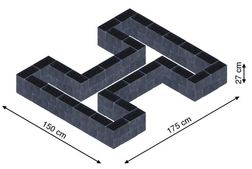 Hochbeet in Form eines H - Breite: 150 cm, Länge: 175 cm, Höhe: 27 cm