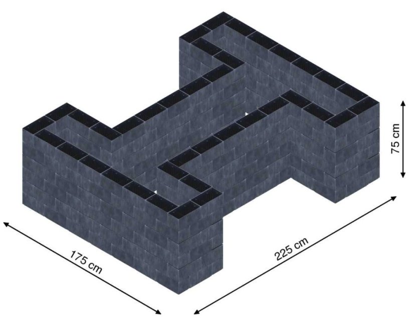 Hochbeet in Form eines H - Breite: 175 cm, Länge: 225 cm, Höhe: 75 cm