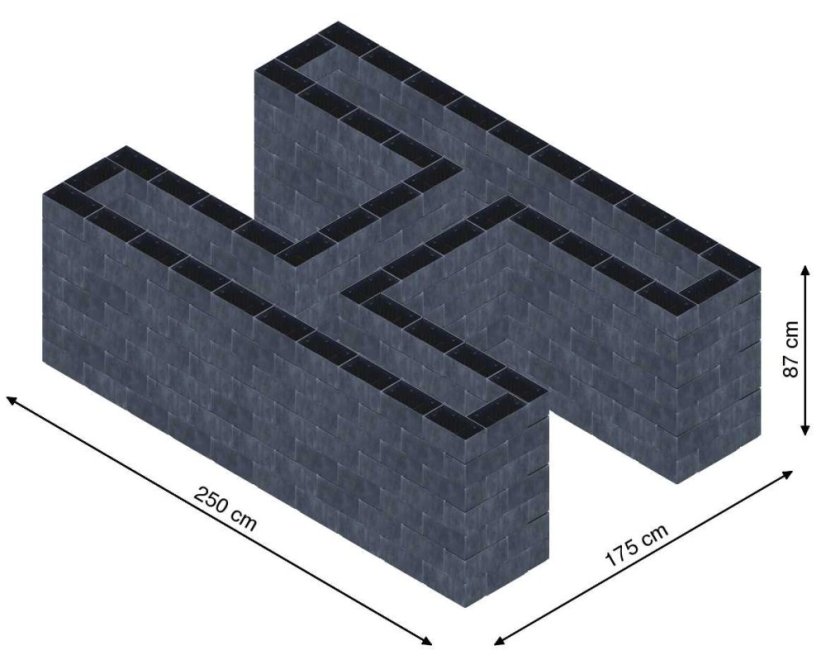 Hochbeet in Form eines H - Breite: 250 cm, Länge: 175 cm, Höhe: 87 cm