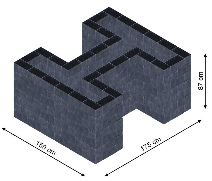Hochbeet in Form eines H - Breite: 150 cm, Länge: 175 cm, Höhe: 87 cm