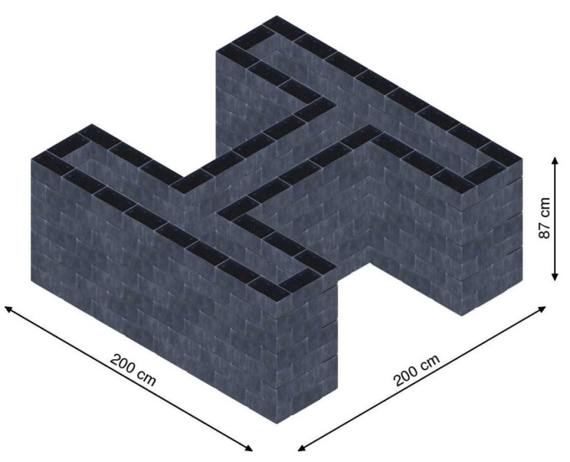 Hochbeet in Form eines H - Breite: 200 cm, Länge: 200 cm, Höhe: 87 cm