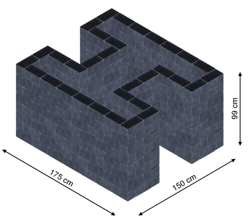 Hochbeet in Form eines H - Breite: 175 cm, Länge: 150 cm, Höhe: 99 cm