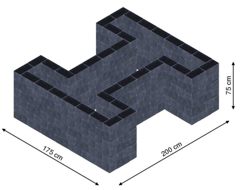 Hochbeet in Form eines H - Breite: 175 cm, Länge: 200 cm, Höhe: 75 cm