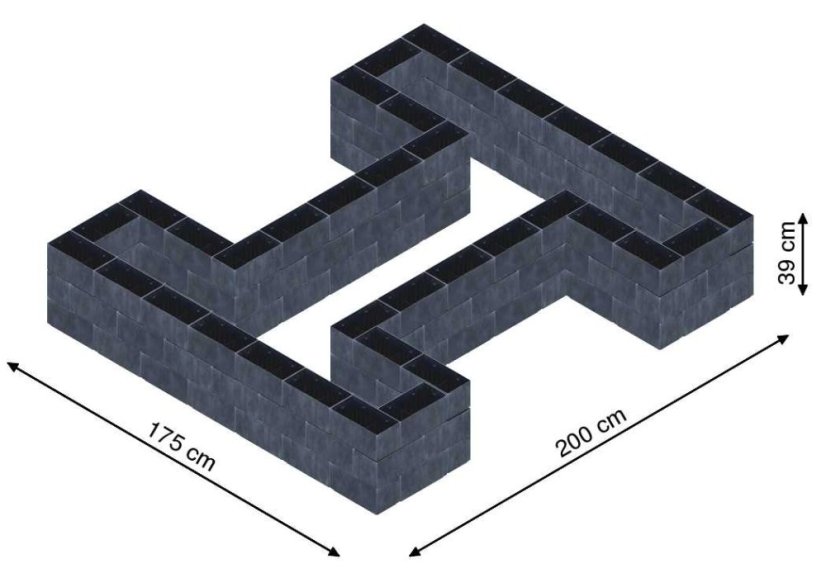 Hochbeet in Form eines H - Breite: 175 cm, Länge: 200 cm, Höhe: 39 cm