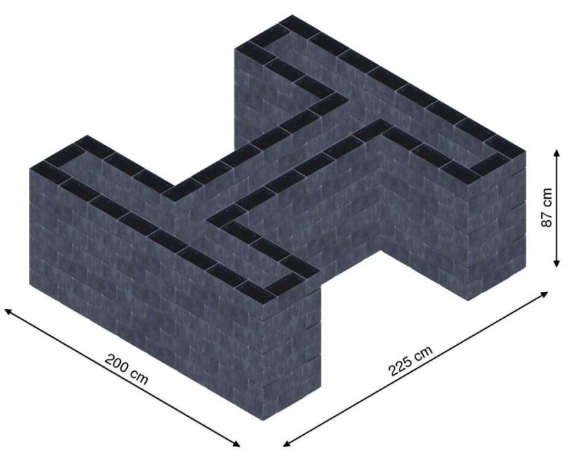 Hochbeet in Form eines H - Breite: 200 cm, Länge: 225 cm, Höhe: 87 cm
