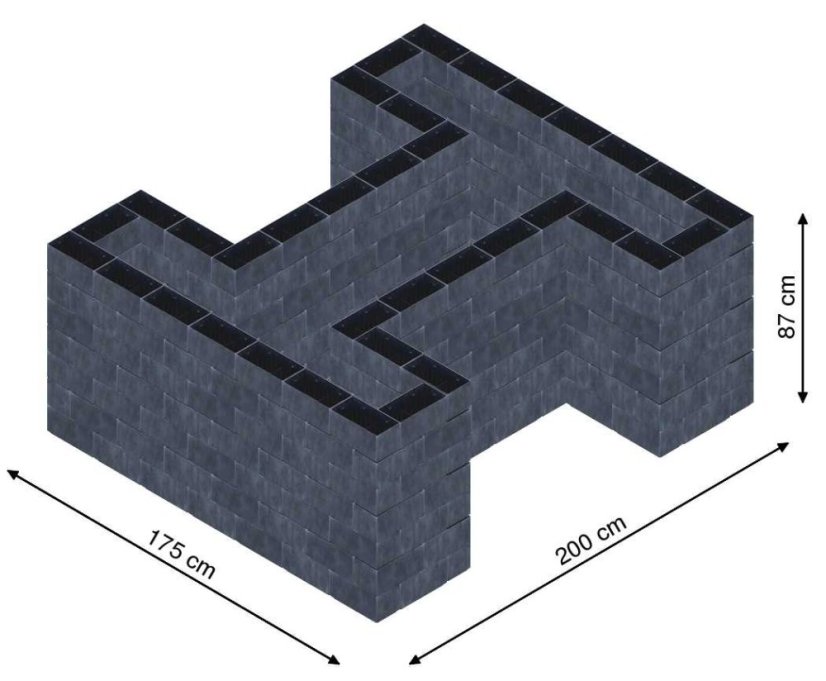 Hochbeet in Form eines H - Breite: 175 cm, Länge: 200 cm, Höhe: 87 cm