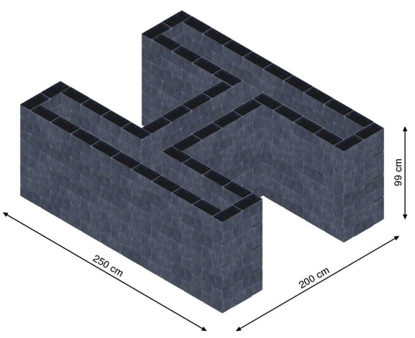 Hochbeet in Form eines H - Breite: 250 cm, Länge: 200 cm, Höhe: 99 cm