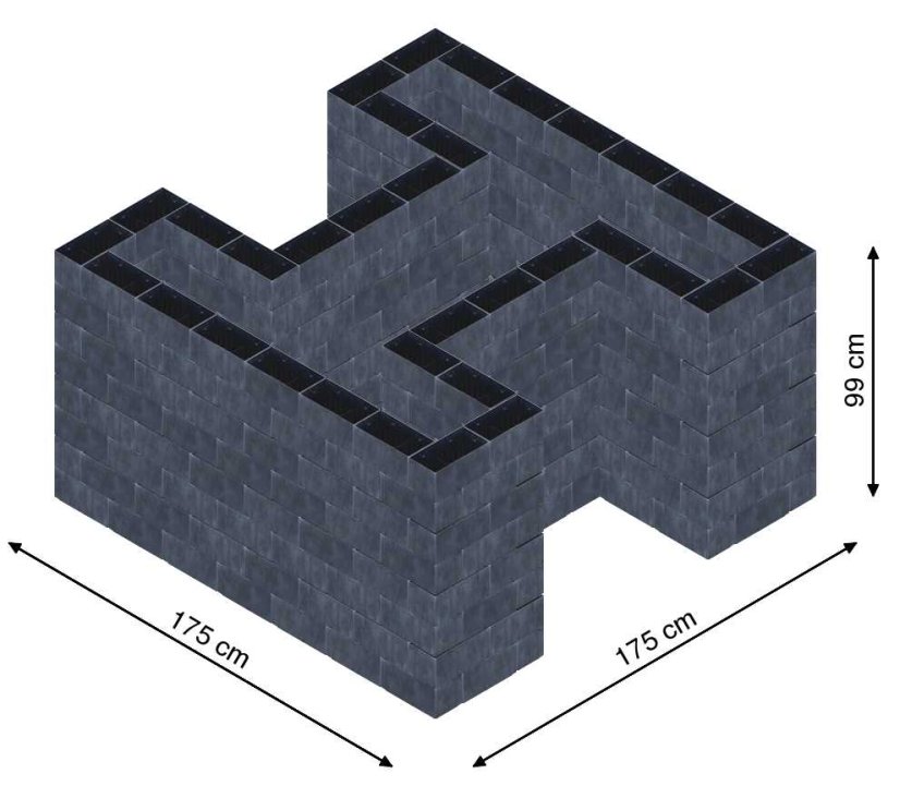 Hochbeet in Form eines H - Breite: 175 cm, Länge: 175 cm, Höhe: 99 cm