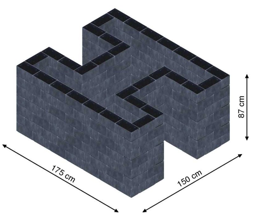 Hochbeet in Form eines H - Breite: 175 cm, Länge: 150 cm, Höhe: 87 cm