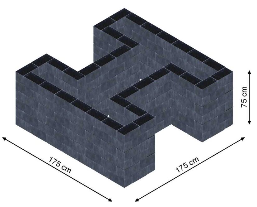 Hochbeet in Form eines H - Breite: 175 cm, Länge: 175 cm, Höhe: 75 cm